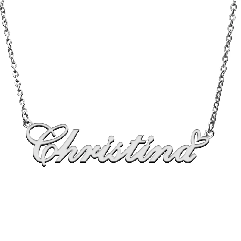 Christina Name Tag Necklace Personalized Pendant Jewelry Gifts for Mom Daughter Girl Friend Birthday Christmas Party Present