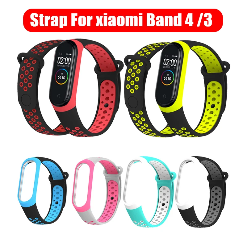 Дышащий ремешок для Xiaomi Mi Band 5 6 4 3 сменный Цветной силиконовый браслет из ТПУ MiBand |