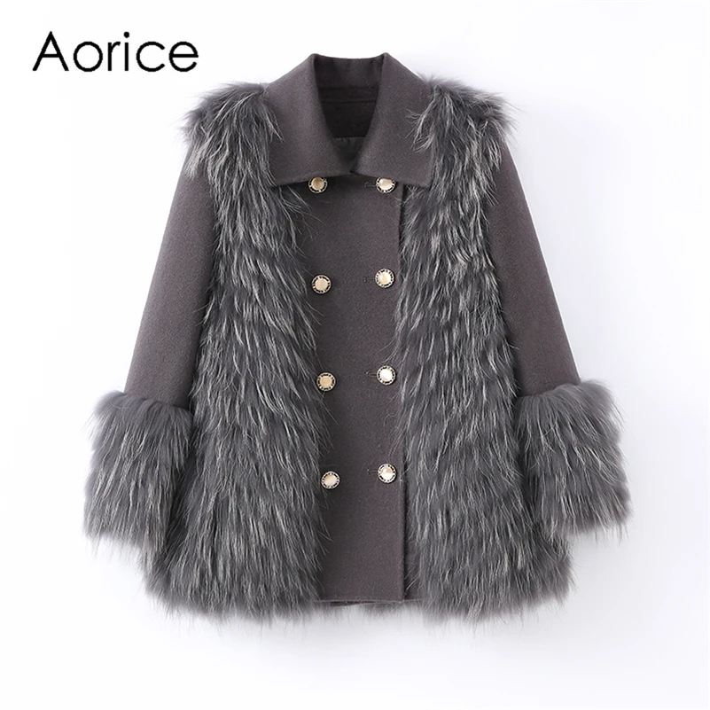 

Aorice Women Real Natural Fox Fur Coat Jacket Trench 2021 New Female Winter Coats Jackets Parka Z21M27
