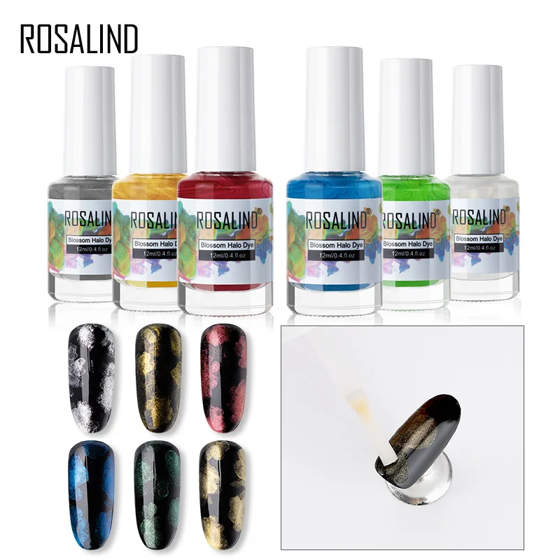

ROSALIND Nail Gel Polish Glitter Blossom Water color Varnish Hybrid Gel Base Top For Manicure Set Semi Permanent Nail Art 12ML