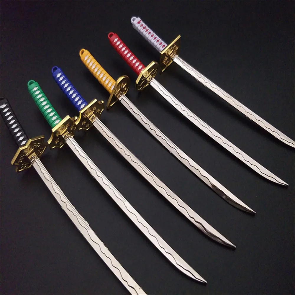 Eight Color Roronoa Zoro Sword Keychain Women Men Anime Knife Scabbard Sabre Snow Knife Key Chain Katana One Piece 15cm Q-053 anime keychain key chains mini sword keychain