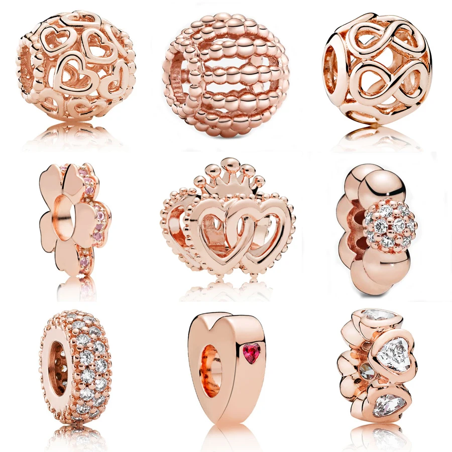 2020 real 925 sterling silver rose gold Spacer Charm Fit pandora bracelet Bangle Crown Bead DIY jewelry | Украшения и аксессуары