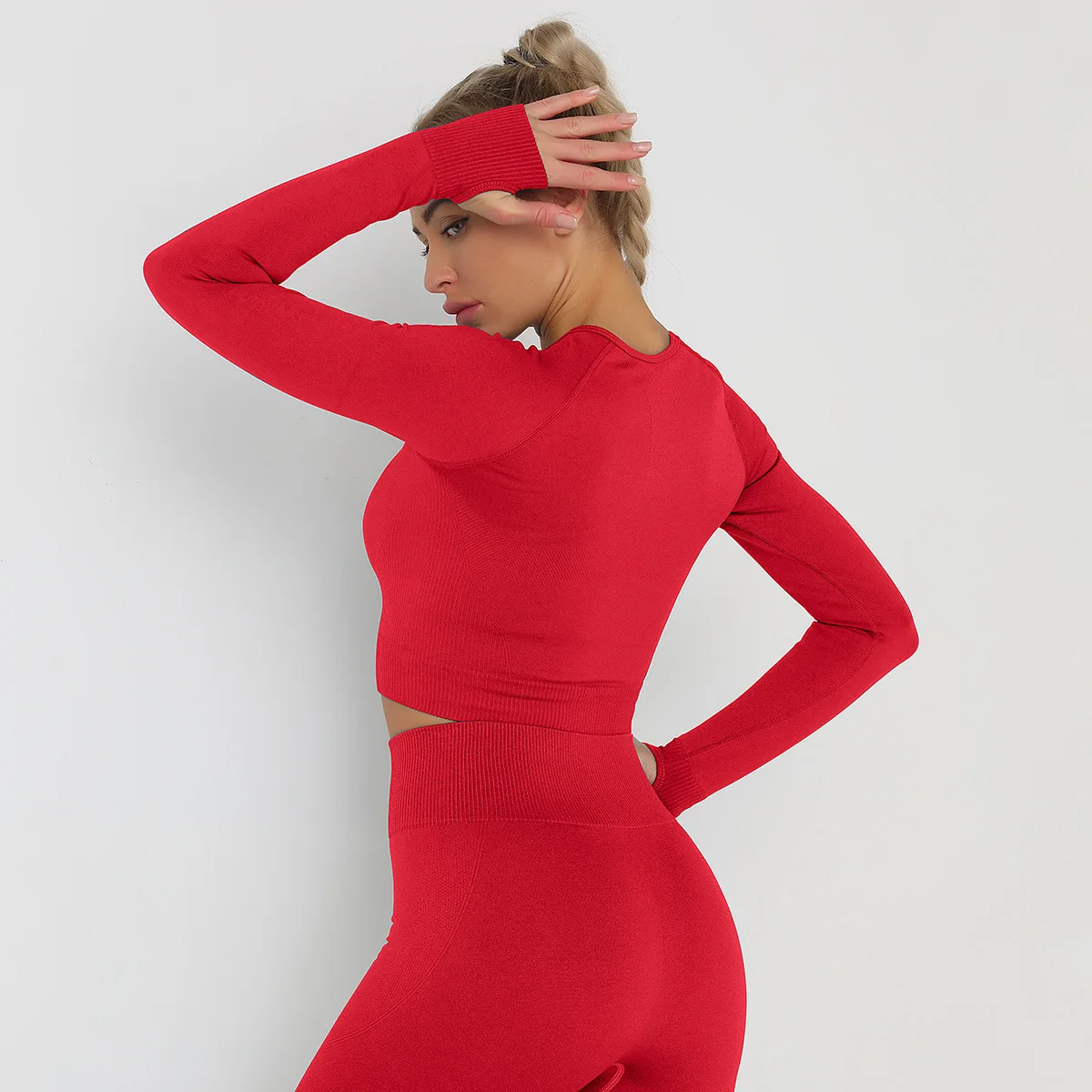 Sports T Shirt Yoga Top Yoga Shirt Sports Shirt Seamless Athletic Crop Top Woman Sports T-shirts Yoga Top Knitted Shirt Long Sleeve Workout Tops Women Fashion Gym Clothes