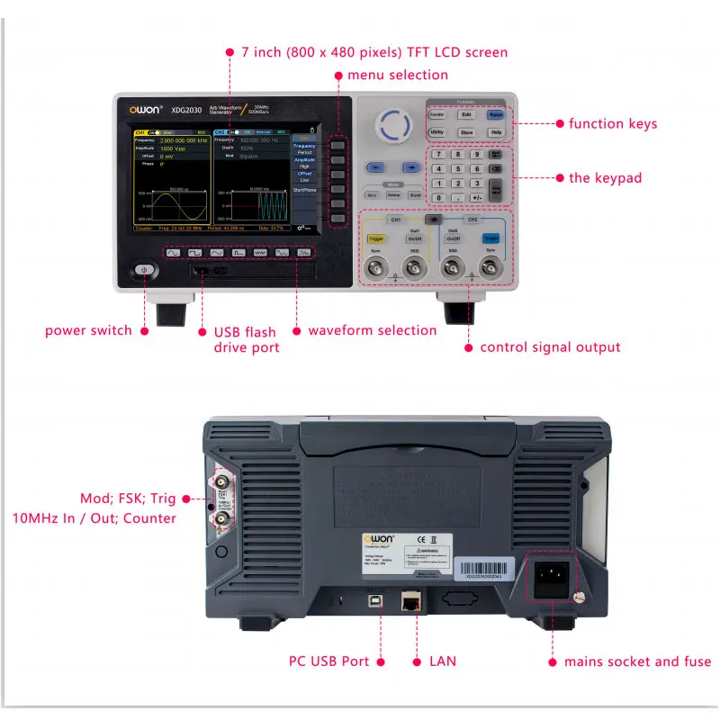 OWON Générateur De Signal DGE1060 60MHz - Portable Et Ultra Précis Pour Pros De L'Électronique