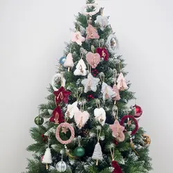 Рождественская плюшевая декоративная подвеска Рождественская елка подвесная подвеска розовое Белое Сердце Звезда перо украшение для дома
