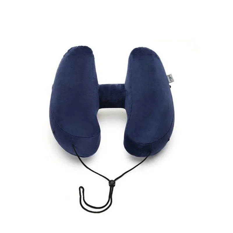 H Shape Quick Inflatable Travel Pillow Folding Lightweight nap Neck Pillow Car Seat Office Airplane Sleeping Cushion Pillow - Цвет: navy