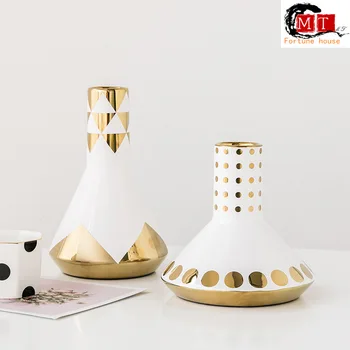 

European Creative Geometry Ceramic Flower Room TV Cabinet Decoration Casual Light Modern Flower Arrangement Vase for Decoration