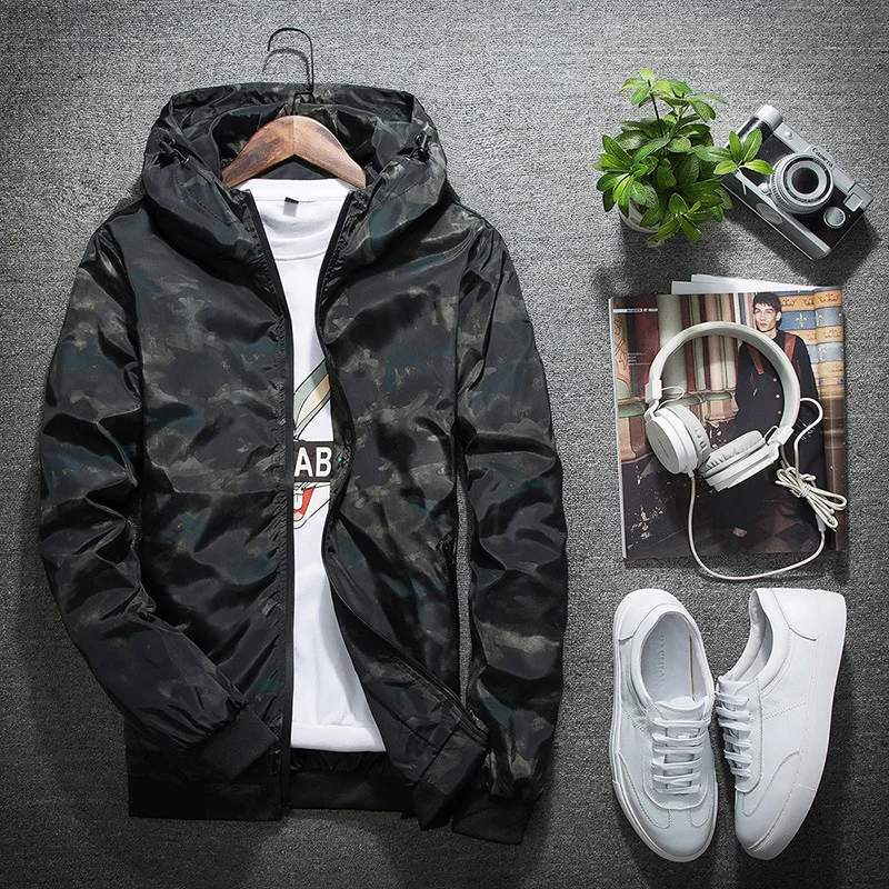 

2019 Spring And Autumn New Style Men Jacket Men Korean-style Fashion Casual Camouflage Jacket Hooded Coat Men'S Wear