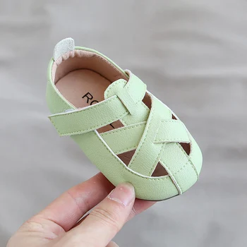 

New Pu Leather Girls Sandals In Summer First Walker Shoes with Cut-out Antislip Sole for Toddler Solid Color SSW079
