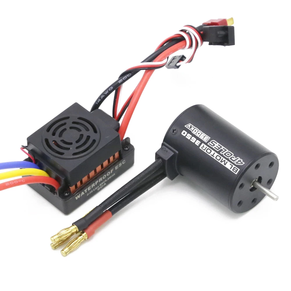 

Rc Waterproof 3650 3900KV RC Brushless Motor & 60A ESC & Programmer Card for 1/10 RC Car Truck Motor kit