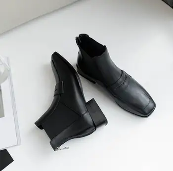 

Autumn and winter women's shoes Martin women's boots thick bottom square thin boots leather boots