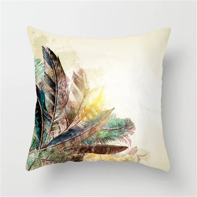 Fuwatacchi Peacock Feather Cushion Cover Beautiful Color Contrast Christmas Cushion Covers For Sofa Car Home Decor Pillow Case - Цвет: PC02588