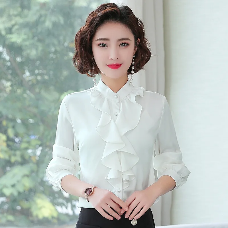 white chiffon long sleeve blouse