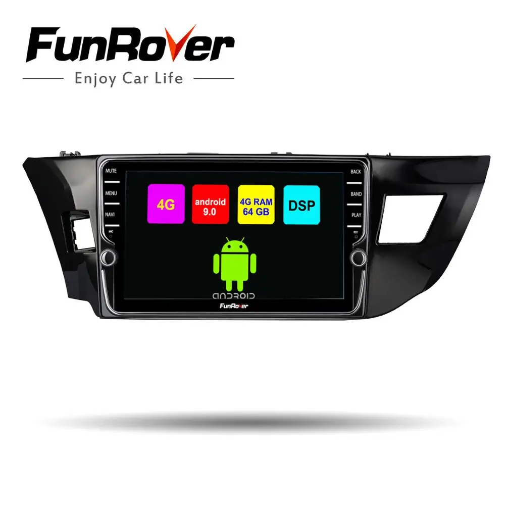 cheap Funrover Android 9.0 Car DVD GPS multimedia player For Toyota Corolla E180 2013 2016 car radio navigation video audio player dsp