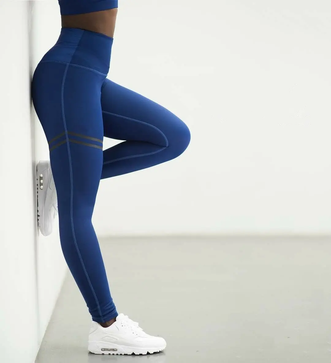 Женские Фитнес Леггинсы с принтом для бега, спортзала, спорта, высокая талия, штаны для бега, брюки, леггинсы, женские штаны - Цвет: Синий