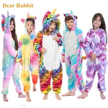 Winter Jungen Stich Pyjama enfant Kinder Cosplay Nachtwäsche Oneise Kinder Mädchen Einhorn Panda Kigurumi Pijamas kleidung 3-12 Jahre