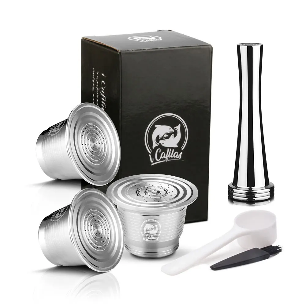Многоразовые Кофе капсула для Nespresso машина лазер постоянное Нержавеющая сталь Кофе фильтр Pod пополнения Кофе порошок с ложкой вскрытия - Цвет: AS PICTURE