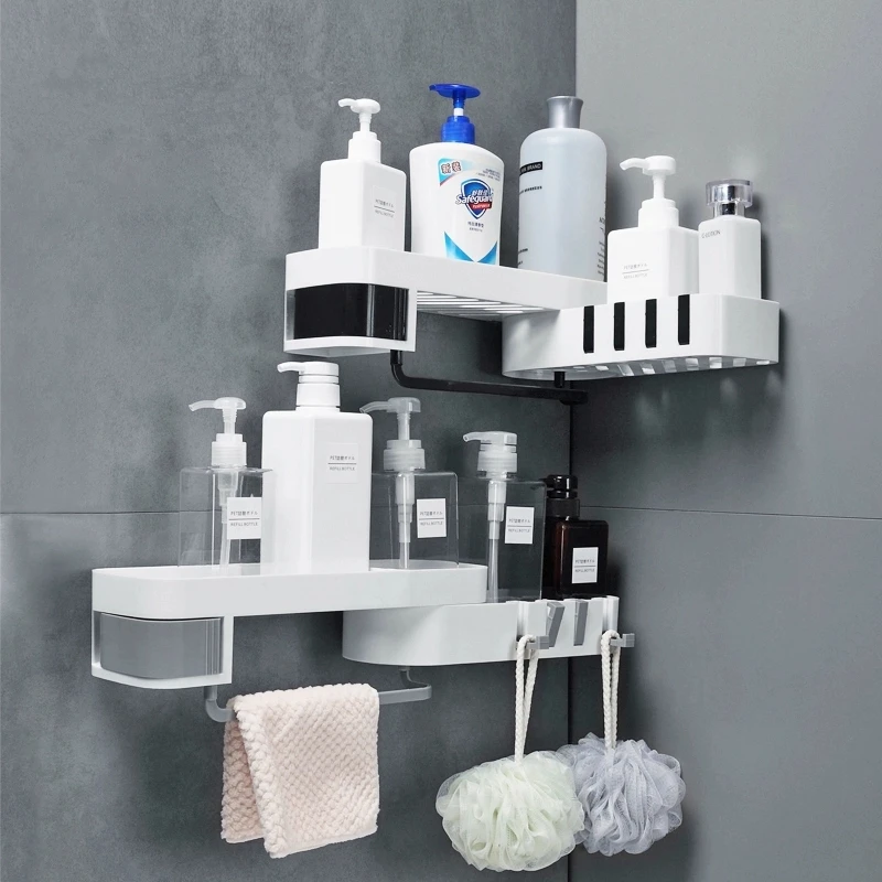 Bathroom Accessories Wall Mounted Shampoo Cosmetic Storage Rack Corner