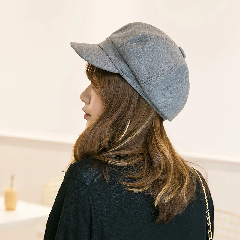 

Autumn Winter Hats for Women Octagonal Caps Ladies Casual Woolen Hat Winter Beret Women Cap HR122306