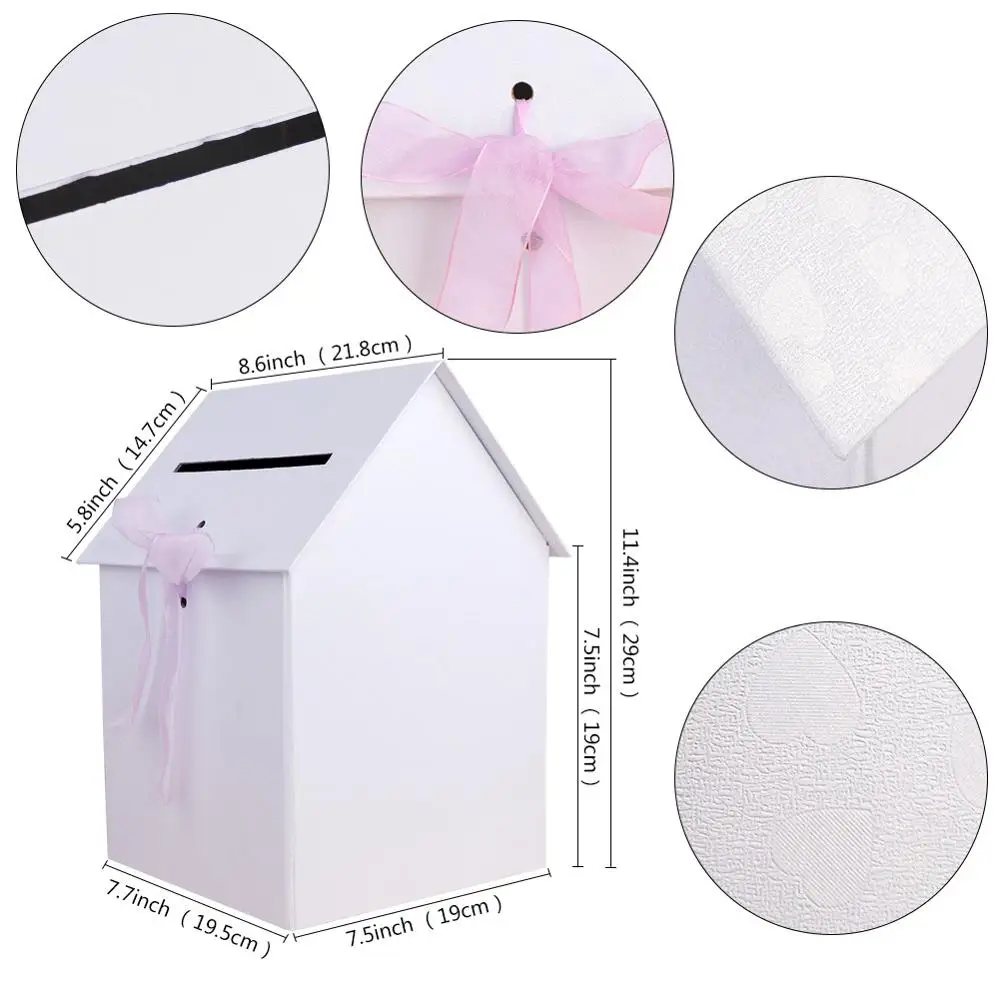 Paper Card Box Деревянная коробка для свадебных карточек, коробка для сбора денег на свадьбе Mr& Mrs, коробка для колец, деревенская коробка для подарков, Свадебный декор - Цвет: Paper Card Box