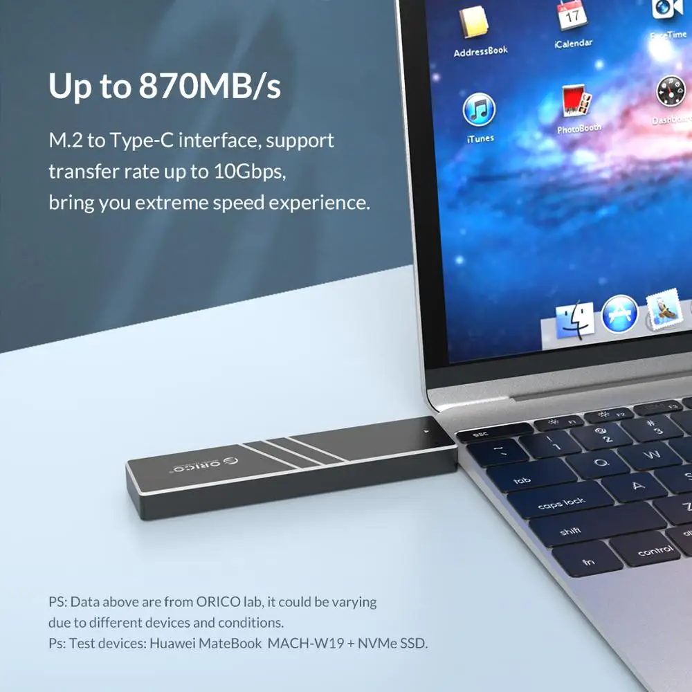 Чехол ORICO M2 NVMe SSD 10 Гбит/с выдвижным интерфейсом type C USB3.1 UASP M.2 USB NVME корпус алюминиевый жесткий диск коробка