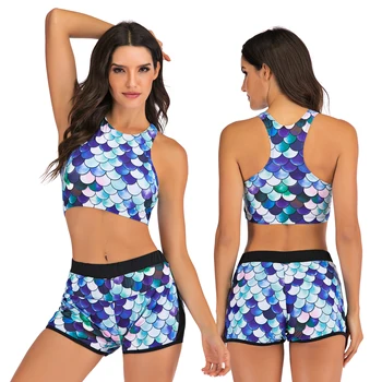 

Fish Scale Swimsuit Swimwear Women High Waist Bikini Set Push Up Female Plus Size Bathing Suit Swimming Suit Biquinis 2020