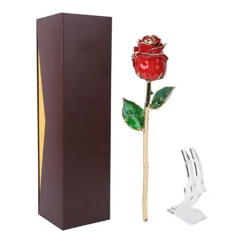 

Artificial Flowers Golded Rose Flower Red 24K with Base Gift Decoration for Valentine's Day Birthday Artificial Flowers