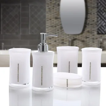 

5pcs/set Lotion Bottle Mouthwash Cup Odorless Soap Box Toilet Toothbrush Holder Household Simple Gift Bathroom Accessory Acrylic