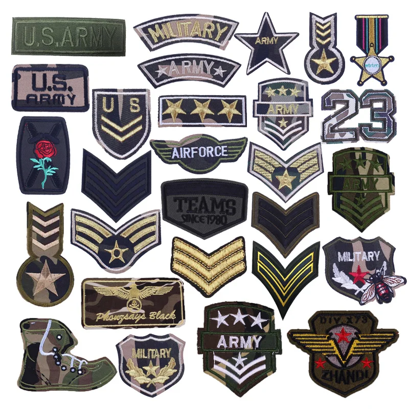 

Iron On Patches Military Army Patch Quality Gift Sticker Stripe Tshrit Decoration Sew on Fabric Embroidery Patches For Clothing