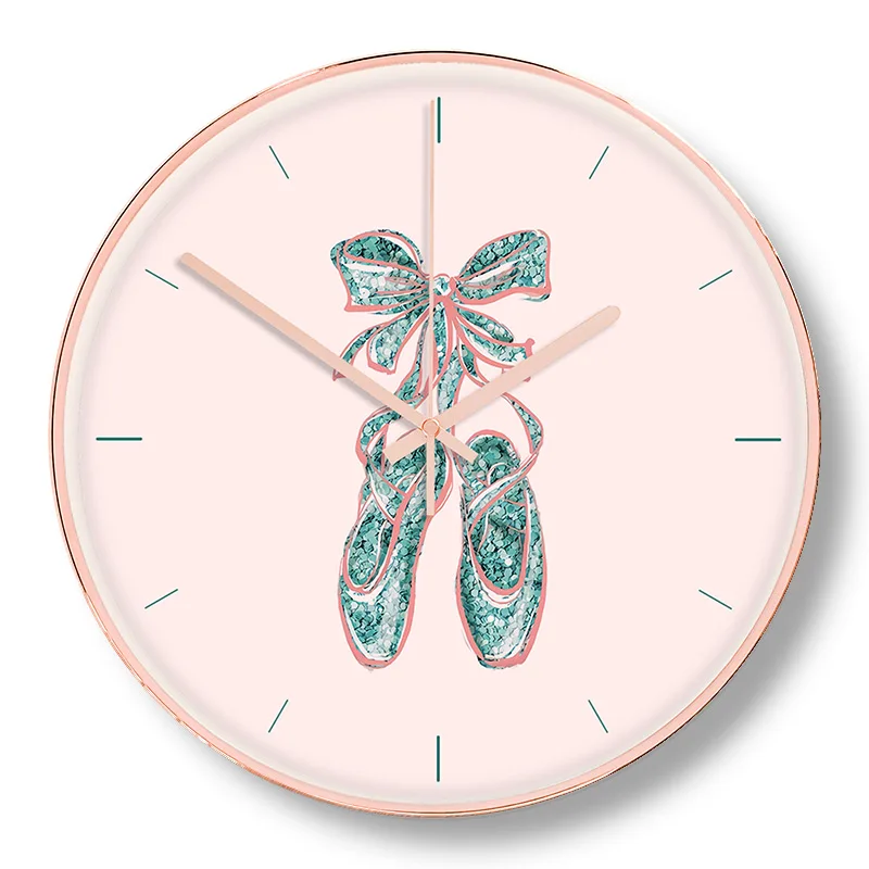 Тихие металлические круглые декоративные настенные часы розовые детские комнаты девушка сердце стильные настенные часы маленькие чистые и часы женские personaO313 - Цвет: G