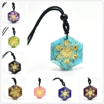 

hexagon star Orgone Pendant Natural crystal stone metatrone pendant reiki generator meditation chakra