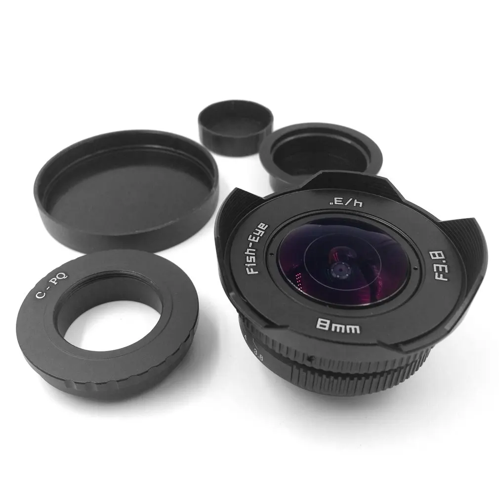 

Portable Black Fisheye Lens 8Mm F3.8 Fisheye Super Wide-Angle C-Port Lens For Olympus / Sony Micro Single