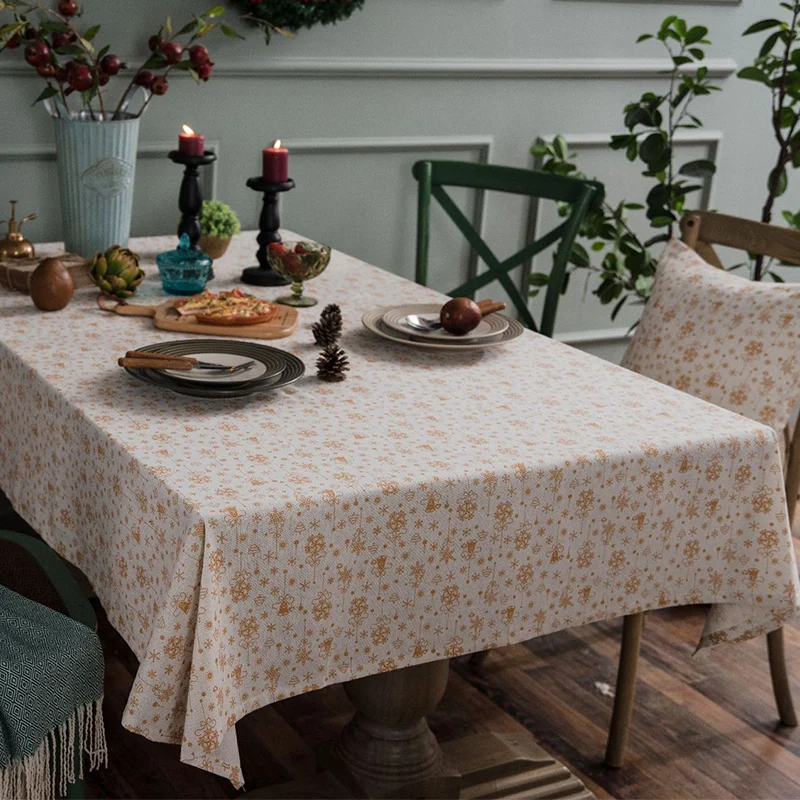  Christmas Table Cloth for Home Decoration Xmas New Year Tablecloth Bronzing Cover Nappe Party Weddi