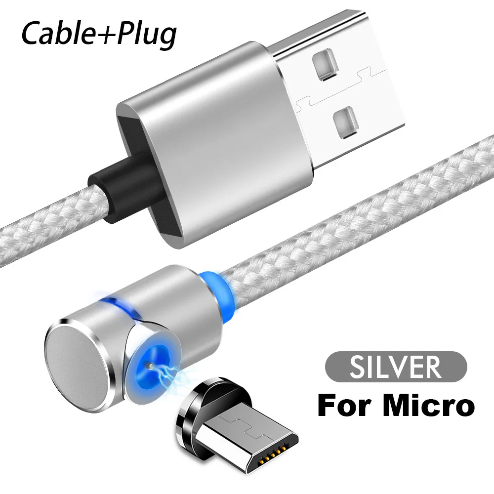 2 м Быстрый Магнитный кабель type C и Micro usb зарядка для samsung Note10+ S10 Plus для huawei Магнитный телефонный кабель зарядное устройство Шнур - Color: For Micro Silver