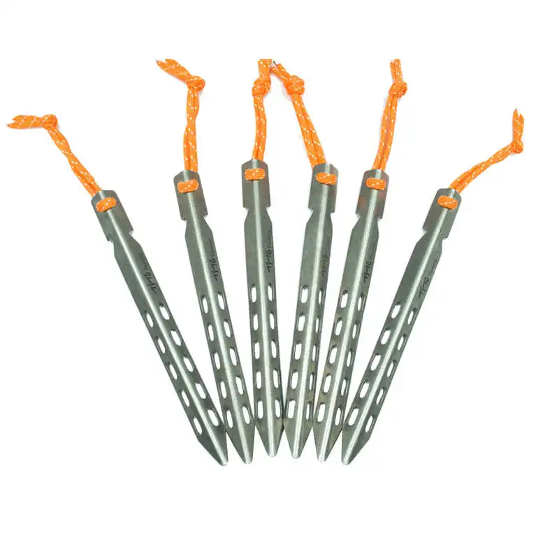 

Tito 6Pcs Titanium Tent Peg V Shape Titanium Spike Windproof Outdoor Camping Titanium Tent Nail Accessories Titanium Tent Stak