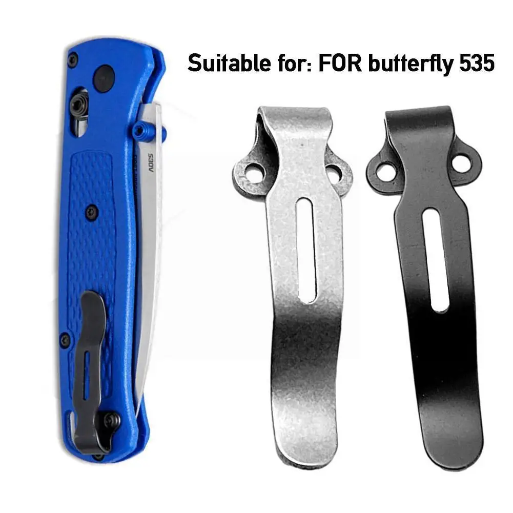 1pcs Stainless steel Pocket Knife Clip Back Clips For Butterfly 535 Knife DIY Accessories Custom Back Clip Folding Knife Tool