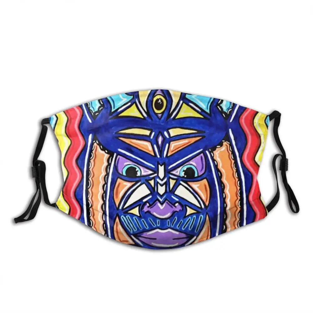 

Spiritual Warrior Diy Adult Kids Face Mask Visionary Spiritual Shamanic Colorful Tribal Psychedelic Trippy Meditation Journey