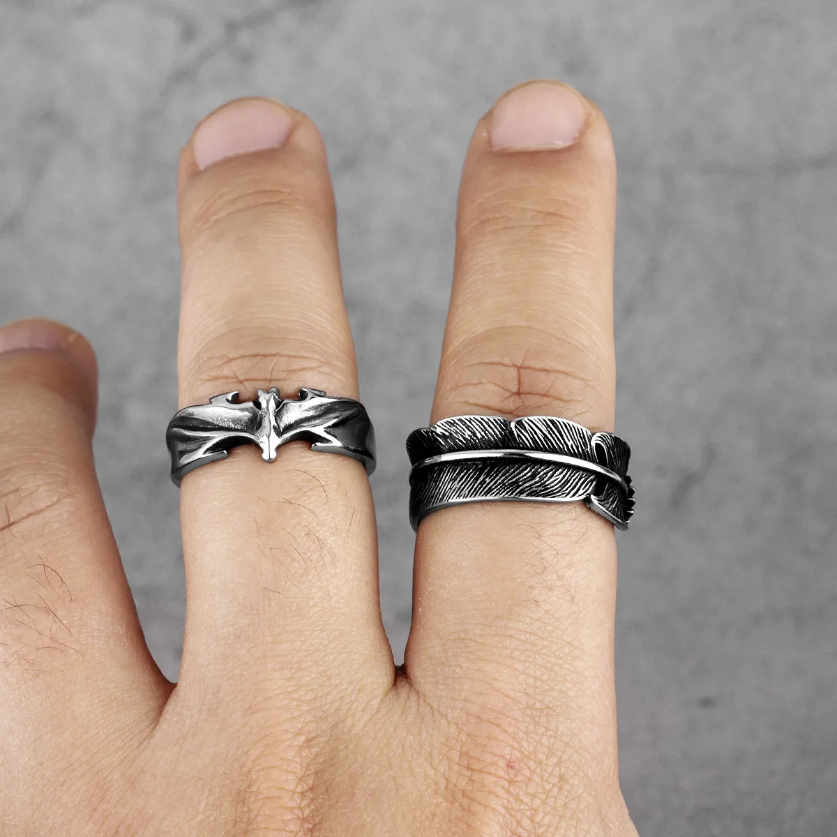 Indian Eagle Feathers Stainless Steel Mens Rings Unique Punk Hip Hop Cool for Male Boyfriend Jewelry Creativity Gift Wholesale 2