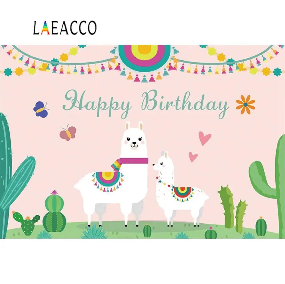 Laeacco Sheep Alpaca детский постер С КАКТУСОМ на день рождения для новорождённых