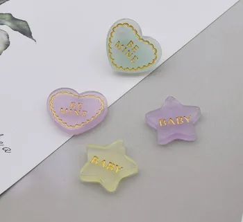 

Kawaii Flatback Resin "baby" "be mine" Cabochons pentagram heart stars DIY Scrapbook Crafts hair Bow accessories wholesale