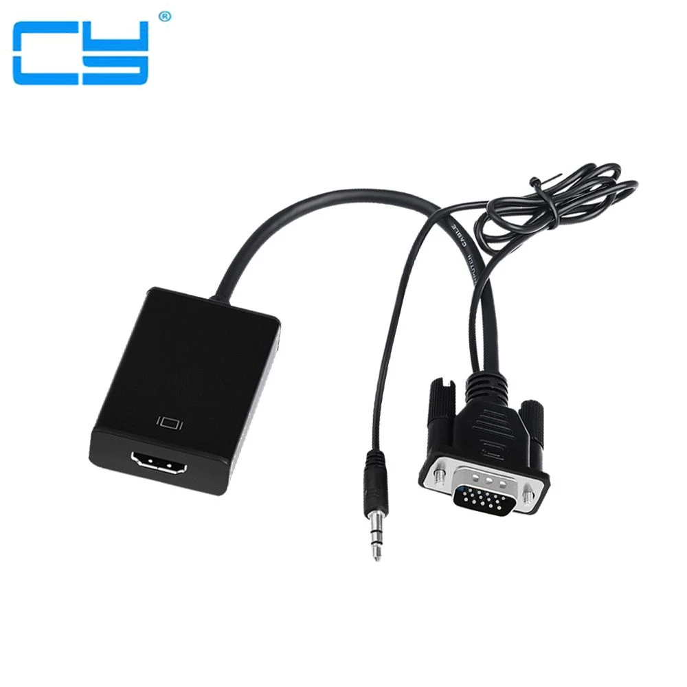 Адаптер переходник с разъемом VGA папа HDMI гнездо аудиовыходом 1080P адаптер для ПК
