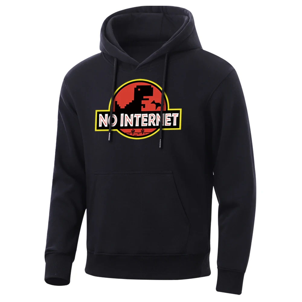 T Rex No Internet Fire Men'S Hoodie Funny Kawaii Cartoon Men Hooded Fashion High Quality Mens Fleece Sweatshirt Hot Streetwear | Мужская