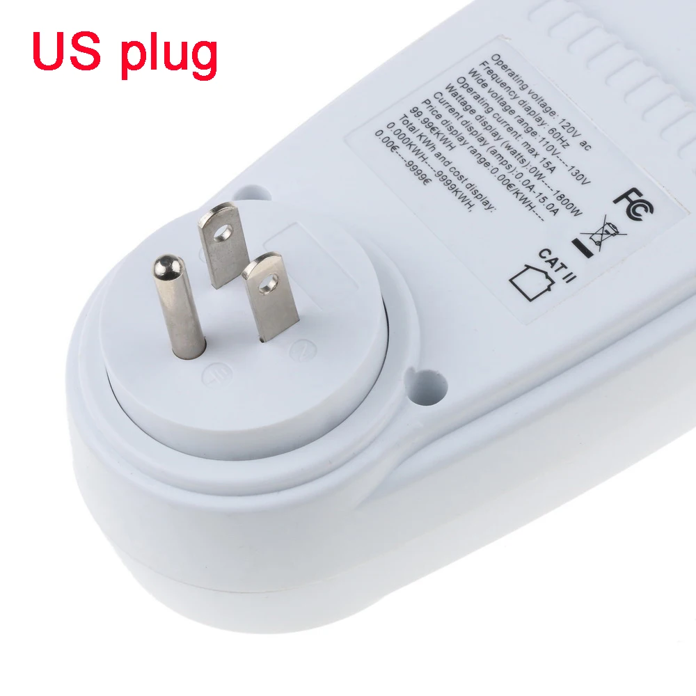 US plug Электронный счетчик энергии, измерительная розетка, цифровой ваттметр, измеритель мощности, измеритель напряжения энергии, ваттметр, анализатор мощности - Цвет: US plug
