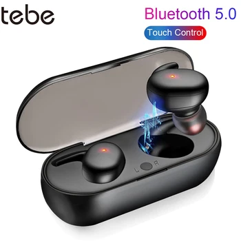 

tebe TWS 5.0 Wireless Bluetooth Earphone Waterproof Touch Control Headset Mini Portable Earbuds with Microphone for Sports Game