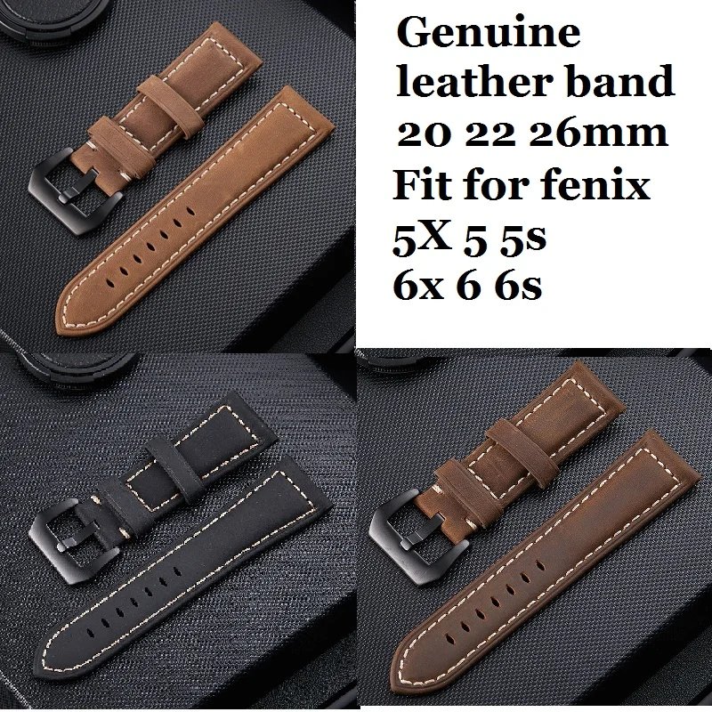 

Кожаный ремешок для смарт-часов Garmin Fenix 5 / 5X Plus 6 / 6X Pro, 20 22 мм 26 мм