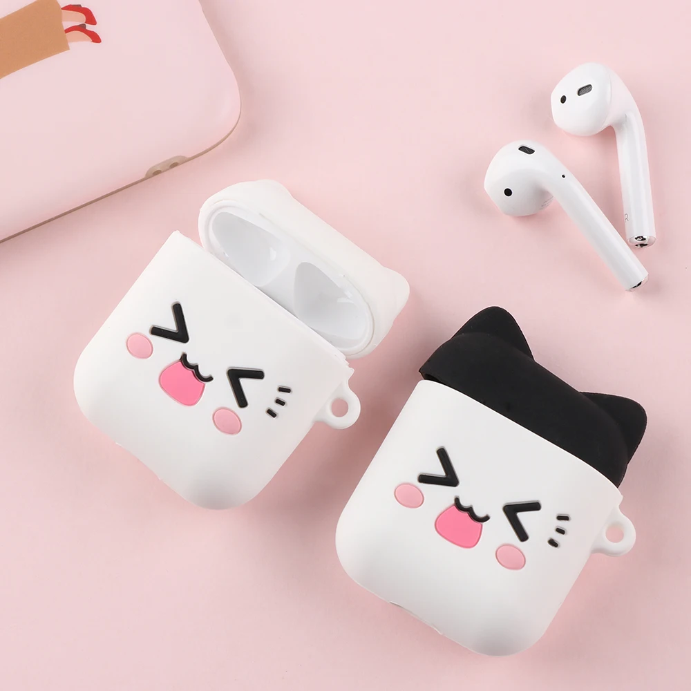 Kawaii мультяшный наушник противоударный чехол для кожи любовь Улыбка кошка из мягкого силикона чехол беспроводной защитный чехол для Apple Airpods