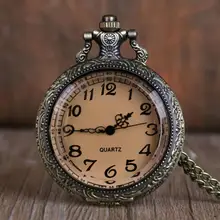 Ретро кварцевые карманные часы с стеклянной крышкой и подвеской, аналоговые часы Fob для мужчин и женщин, карманные часы в подарок