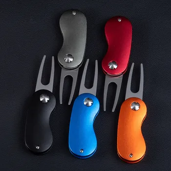 

Metal Foldable Golf Divot Fork Tool with Button Magnetic Ball Marker Portable for Golf Club Hot Sales