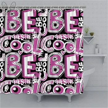 

Fashion Purple Bathroom Curtain Funky Trendy Waterproof Polyester Fabric Bath Shower Curtain Bathing Cover Shower Sets