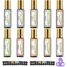 

EUQEE 2022 New Essential Oils Set 10ml with Roller Perfumes Fragrances Oil White Musk Sea Breeze Baby Powder Freesia 10 Bottles